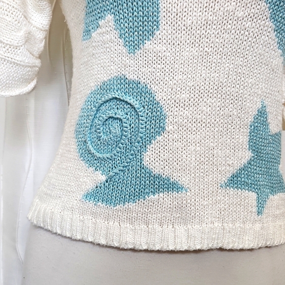 Vintage Pronto Moda Knit Crochet Nautical Sweater Top - Picture 2 of 5